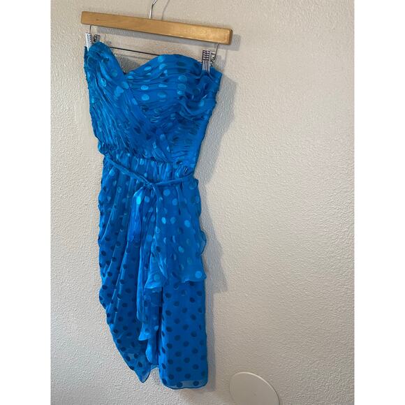 Rebecca Taylor Y2K Sweetheart Polka Dot Strapless Cocktail Blue Mini Dress 6 - Picture 13 of 14